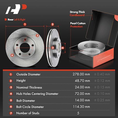 A-Premium Front Vented & Rear Solid Disc Brake Rotors + Ceramic Pads Kit Compatible with Select Mazda Models - 3 2005-2009 L4 2.3L, 3 2010-2013 L4 2.5L, 12-PC Set in Saudi Arabia