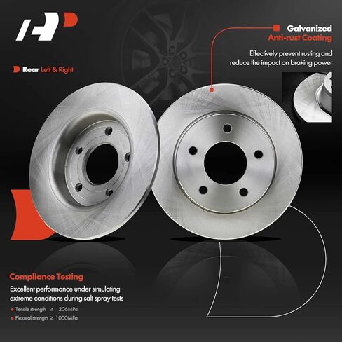 A-Premium Front Vented & Rear Solid Disc Brake Rotors + Ceramic Pads Kit Compatible with Select Mazda Models - 3 2005-2009 L4 2.3L, 3 2010-2013 L4 2.5L, 12-PC Set in Saudi Arabia