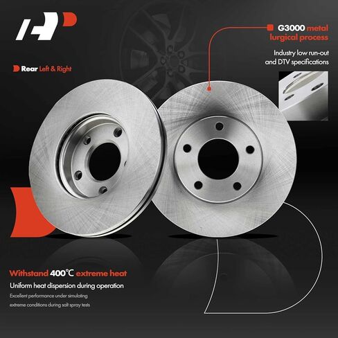 A-Premium Front Vented & Rear Solid Disc Brake Rotors + Ceramic Pads Kit Compatible with Select Mazda Models - 3 2005-2009 L4 2.3L, 3 2010-2013 L4 2.5L, 12-PC Set in Saudi Arabia