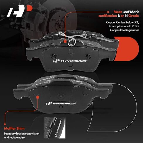 A-Premium Front Vented & Rear Solid Disc Brake Rotors + Ceramic Pads Kit Compatible with Select Mazda Models - 3 2005-2009 L4 2.3L, 3 2010-2013 L4 2.5L, 12-PC Set in Saudi Arabia