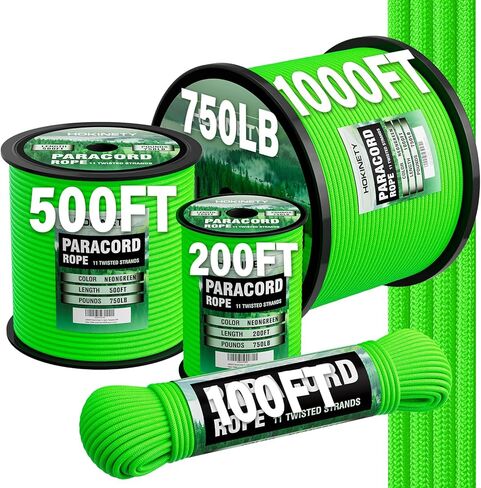 حبل باراكورد 750 - حبل باراشوت 4 مم 11 حبلا بكرة حبل من النايلون للاستخدام في الهواء الطلق والتخييم والبقاء على قيد الحياة في مشاريع صياغة DIY - برتقالي 100 قدم in Kuwait