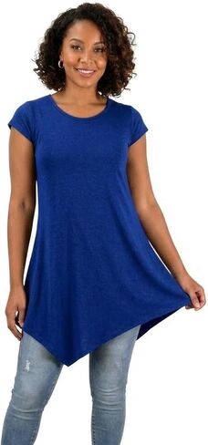 Peach Couture Womens Pure Cotton Summer Tank Top Tunic Handkerchief Hem Shirt in Saudi Arabia