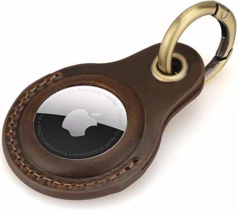 Genuine Leather AirTag Keychain Holder Compatible with Apple AirTags Keyring, Anti Lost Secure Key Ring Case for Pet Collar Luggage Suitcase Tracking Travel, Protective Air Tag Key Chain Cover, Black in Kuwait