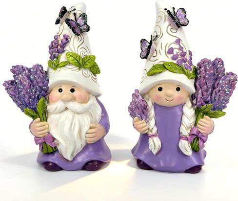 Lavender Dream Gnome Set, Spring Purple Swedish Tomte Elf Dwarf Figurines Indoor Home Decor Gnomes for Summer Display & Gift (Dreamy Lavender 2pcs1) in Saudi Arabia