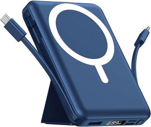 Azmuth لشاحن MagSafe المحمول، بنك طاقة مغناطيسي 10000 مللي أمبير في الساعة مع شاشة LED للشحن السريع 20 وات PD USB-C لحزمة بطارية MagSafe، شاحن سفر مغناطيسي لسلسلة iPhone 17/16/15/14/13/12 in Kuwait