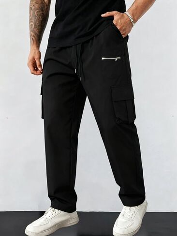 Men's Cargo Pants with Drawstring, Straight Leg Casual Workwear Joggers, Fashionable & Comfortable for Daily Wear in Saudi Arabia