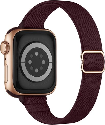حزام رفيع قابل للتمدد متوافق مع أساور ساعة Apple 41 مم 40 مم 38 مم 42 مم 44 مم 45 مم 46 مم 49 مم للنساء والرجال، حزام رياضي رفيع من النايلون المرن لسلسلة iWatch 11 10 9 8 7 6 5 4 3/SE/Ultra 3 2 1 in Kuwait