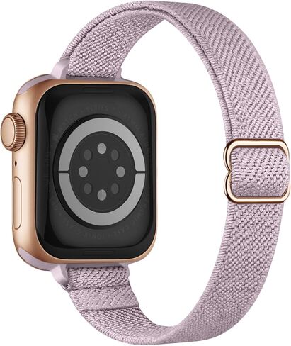حزام رفيع قابل للتمدد متوافق مع أساور ساعة Apple 41 مم 40 مم 38 مم 42 مم 44 مم 45 مم 46 مم 49 مم للنساء والرجال، حزام رياضي رفيع من النايلون المرن لسلسلة iWatch 11 10 9 8 7 6 5 4 3/SE/Ultra 3 2 1 in Kuwait