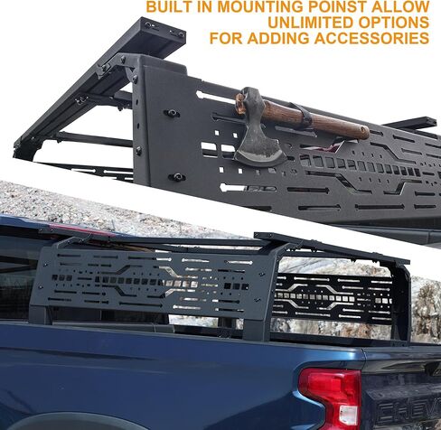 Autekcomma Adjustable Truck Bed Rack, with Molle Panel for Tent Ford F150 Dodge Ram Chevy Silverado Toyota Tundra 5.5FT, Overland Multi-Purpose Roof Rack,Camping,Off Road Crossbar with 4 Way T-Slot in Saudi Arabia