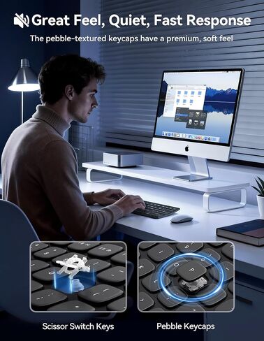 TECKNET Bluetooth Wireless Rechargeable Keyboard, Multi Device Free Switching (BT5.0+2.4G+Wired), Quiet Typing, Ultra-Slim Full Size with Numpad for Mac/Windows/Android/Desktop/PC, Stable Connection in Saudi Arabia