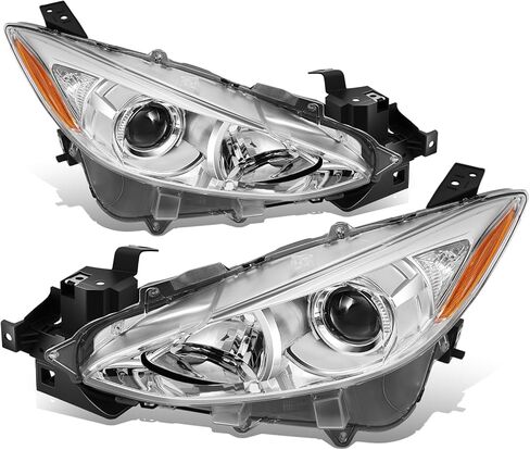 Auto Dynasty Projector Headlight Assembly Headlamps Replacement Compatible with Mazda 3 BM 2014 2015 2016, Driver and Passenger Side, Black Housing Clear Corner in Saudi Arabia
