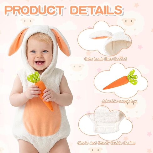 Bunny Costume Baby Girls Boys Romper Bunny Onesie Rabbit Hat Easter Outfit Toddler Animal Costume Infant in Saudi Arabia