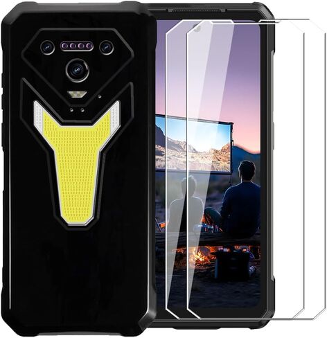 حافظة لهاتف Ulefone Armor 34 Pro + واقي شاشة زجاجي مقسى - غطاء حماية من السيليكون الشفاف الناعم المرن المقاوم للصدمات من مادة TPU (أسود) in Kuwait