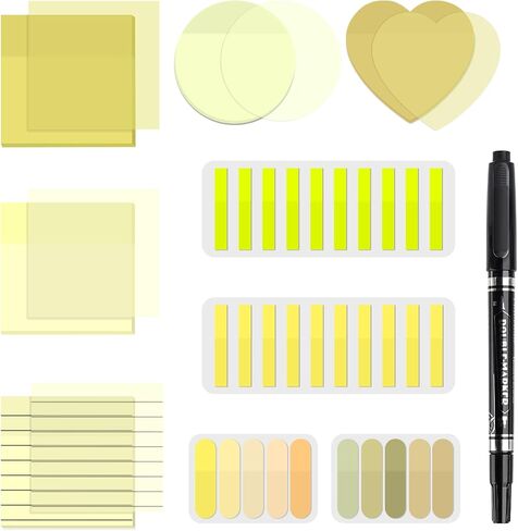850 Sheets Transparent Sticky Notes, 3 x 3 Inch Clear Sticky Notes with Marker Pen for Bible, Waterproof Self-Adhesive Annotation Tabs, Gradient Color Note Pads for School Office (Red) in Saudi Arabia