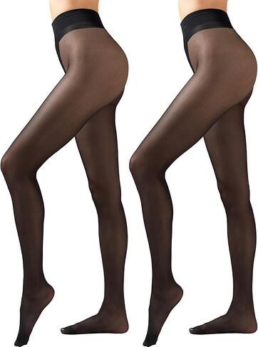 2 Pairs Women's 20D Ultra Sheer Tights with Bikini Gusset, Everyday Comfort for Dresses & Pants in Saudi Arabia