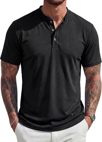 MAGCOMSEN Men's Henley Short Sleeve Shirt UPF 80+ Lightweight T-Shirts Moisture Wicking Tee Casual Summer Basic Solid Shirt in Saudi Arabia