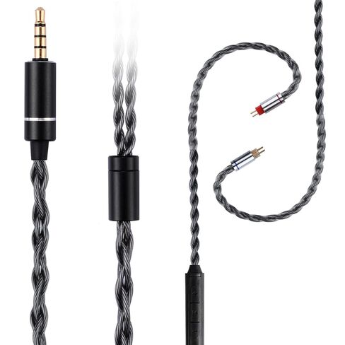 كابل IEM مطور، 8N أسلاك سماعة أذن مطلية بالنحاس أحادي البلورية، كابل شاشة SPC 1.3 متر في الأذن لـ KZ ZS10 AS10 AS16 TRN 7 هرتز صفر: 2 Supermix4 إلخ 4.4 مم قابس رمادي (0.78 مم 2 دبوس 4.2 قدم) in Saudi Arabia