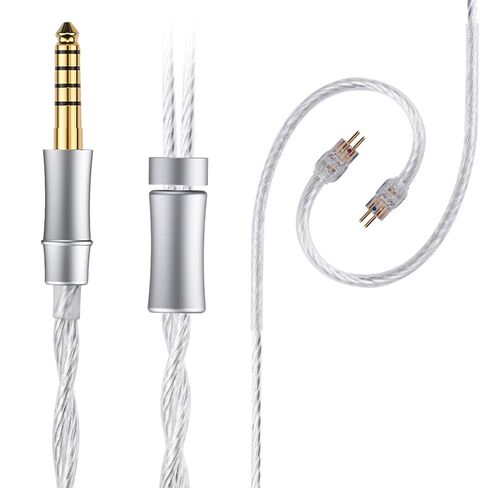 كابل IEM مطور، 8N أسلاك سماعة أذن مطلية بالنحاس أحادي البلورية، كابل شاشة SPC 1.3 متر في الأذن لـ KZ ZS10 AS10 AS16 TRN 7 هرتز صفر: 2 Supermix4 إلخ 4.4 مم قابس رمادي (0.78 مم 2 دبوس 4.2 قدم) in Kuwait