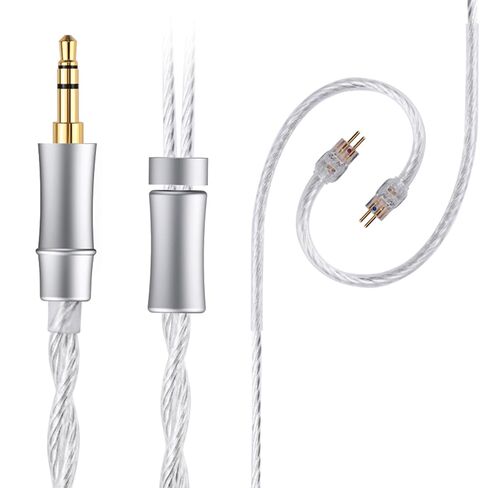 كابل IEM مطور، 8N أسلاك سماعة أذن مطلية بالنحاس أحادي البلورية، كابل شاشة SPC 1.3 متر في الأذن لـ KZ ZS10 AS10 AS16 TRN 7 هرتز صفر: 2 Supermix4 إلخ 4.4 مم قابس رمادي (0.78 مم 2 دبوس 4.2 قدم) in Kuwait