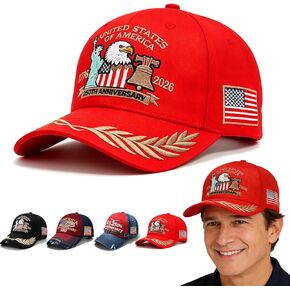 250th Anniversary USA Hat for Man Adjustable United States Patriotic Baseball Cap 250 Anniversary Hat 1776-2026 Year Embroidered Patriot Caps Accessories for Holiday Dad Gift Red in Kuwait