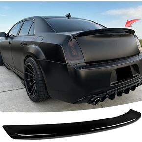 جناح سبويلر خلفي متوافق مع Chrysler 300/ 300C/ 300S/ Limited/Touring L 2011-2023، ملحقات خارجية للشفاه بتصميم رياضي أسود لامع in Kuwait