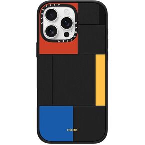 CASETiFY Impact iPhone 16 Pro Max Case [4X Military Grade Drop Tested / 8.2ft Drop Protection/Compatible with Magsafe] - Mondrianesque by Poketo - Black in Kuwait