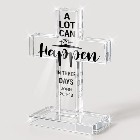 PVOPVO Easter Religious Decorations He Is Risen Christian Easter Cross Desk Decor Gifts for Women Men Friend for Home Office Prayer Room Desk Shelf Table Tiered Tray Spring Seasonl Decor in Saudi Arabia