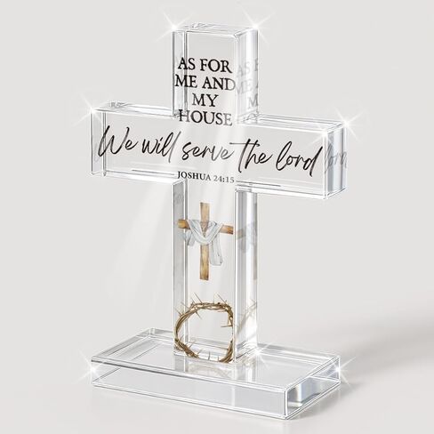 PVOPVO Easter Religious Decorations He Is Risen Christian Easter Cross Desk Decor Gifts for Women Men Friend for Home Office Prayer Room Desk Shelf Table Tiered Tray Spring Seasonl Decor in Saudi Arabia