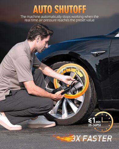 Tire Inflator Portable Air Compressor - Cordless Air Pump for Car Tires with Pressure Gauge LED Light, Electric Bike Tire Pump for Cars, Motorcycles, Bicycles, Balls in Kuwait