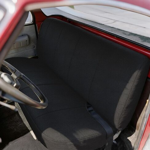 أغطية مقاعد البدلاء الأمامية لسلسلة Chevy 1973-1999 C/K من الشاحنات الكلاسيكية بالحجم الكامل بدون مساند للرأس، نسيج شبكي هوائي مركب ببطانة إسفنجية ناعمة وواقي مقعد - أسود in Kuwait
