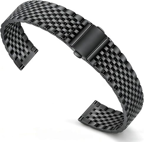 Juntan 20mm Stainless Steel Watch Band for Women, 9-Bead Slim Polished Quick Release Watch Strap, Elegant Replacement Bracelet for Ladies' Traditional & Smart Watches in Saudi Arabia