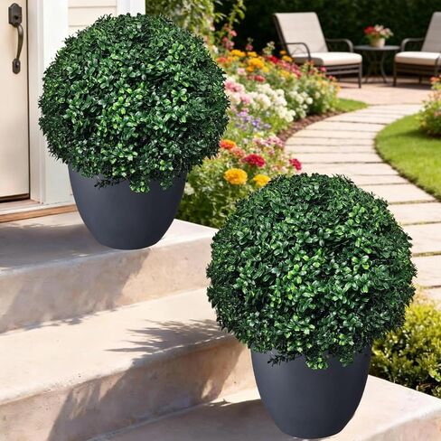 مجموعة من 2 شجرة من خشب البقس الاصطناعي للهالوين لتزيين الخريف في الهواء الطلق، شجيرات وهمية مقاومة للأشعة فوق البنفسجية بطول 24.5 سم، شجيرات دائمة الخضرة مع سبايك، نباتات صناعية للشرفة الداخلية in Kuwait