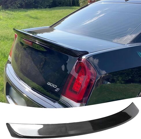جناح سبويلر خلفي متوافق مع Chrysler 300/ 300C/ 300S/ Limited/Touring L 2011-2023، ملحقات خارجية للشفاه بتصميم رياضي أسود لامع in Kuwait