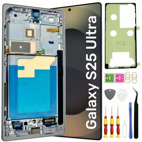 AMOLED Galaxy S25 Ultra Screen Replacement for Samsung Galaxy S25 Ultra 5G LCD Screen Touch Digitizer Display with Frame Tool kit Ultrasonic Fingerprint S938U Black US Version (Titanium Black) in Saudi Arabia