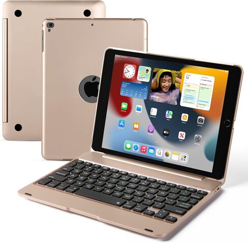 حافظة لوحة مفاتيح بلوتوث ممتازة لجهاز iPad 9.7 بوصة متوافقة مع iPad 6th/5th Gen الجديد، iPad Pro 9.7، iPad Air 2/1 حافظة لوحة مفاتيح لاسلكية ذكية 360 درجة غطاء حماية كامل (فضي) in Kuwait