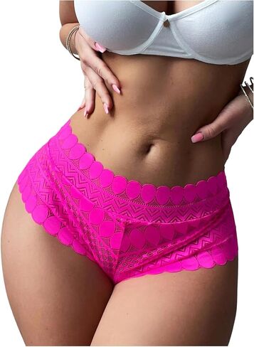 SHENHE Women's Lace Cheeky Panties Sheer Mesh Low Waist Brief Breathable Underwear in Saudi Arabia