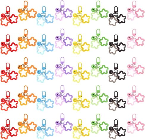 40PcsAcrylicStarKeychain with Metal Lobster Colorful StarsSprayPrintedClaspPendantsKeychains for Women in Saudi Arabia