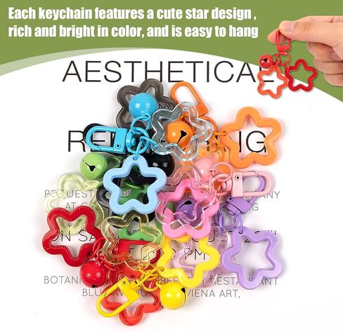 40PcsAcrylicStarKeychain with Metal Lobster Colorful StarsSprayPrintedClaspPendantsKeychains for Women in Saudi Arabia