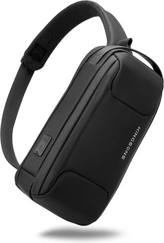 Kingsons 13" Anti-Theft Laptop Sling Backpack. Waterproof nylon, USB port. Ideal for travel, hiking, camping. (FG6301-Black) in Saudi Arabia