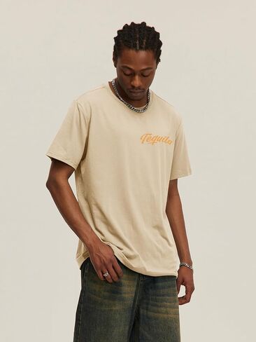 Men's Graphic Tees Letter Print Short Sleeve Aesthetic T Shirt Vintage Summer Tops in Saudi Arabia