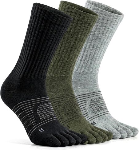 Merino Wool Toe Socks for Men and Women, Athletic Hiking Breathable Five Finger Socks Crew Length (3 Pairs) in Saudi Arabia