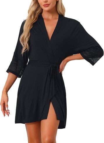 cheibear Womens Robe Cotton Short Bathrobe Lightweight Thin Sleepwear Soft Loungewear with Pockets in Saudi Arabia