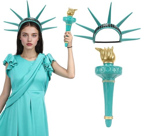 Pigmiss Statue of Liberty Crown and Torch Halloween Cosplay Headpiece Masquerade Costumes Cosplay Outfit Accessories Set in Saudi Arabia