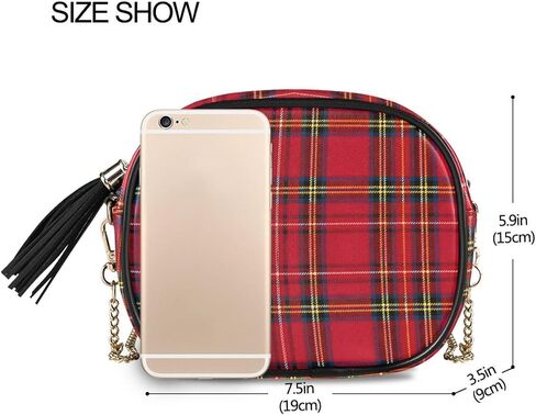 حقيبة كروس بخلفية منقوشة من ALAZA Tartan مع حزام سلسلة معدنية قابل للتعديل للنساء والفتيات in Saudi Arabia