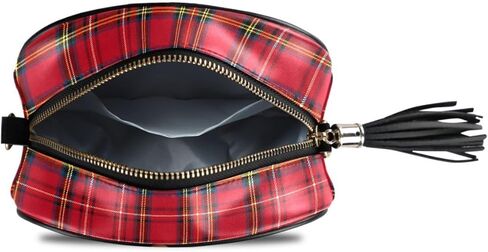 حقيبة كروس بخلفية منقوشة من ALAZA Tartan مع حزام سلسلة معدنية قابل للتعديل للنساء والفتيات in Saudi Arabia