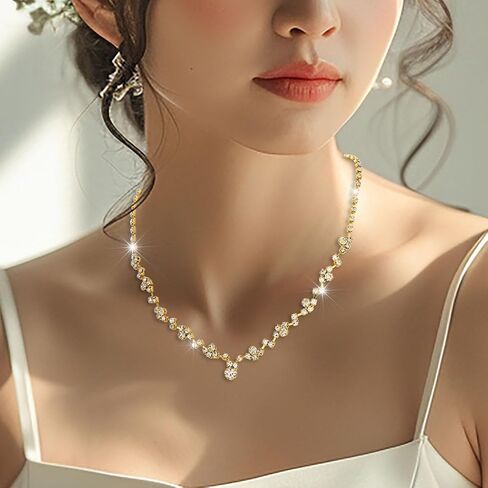 JAKAWIN Bride Wedding Jewelry Set Silver Bridal Necklace Earrings Set Crystal Rhinestone Necklace for Women NK330 in Saudi Arabia