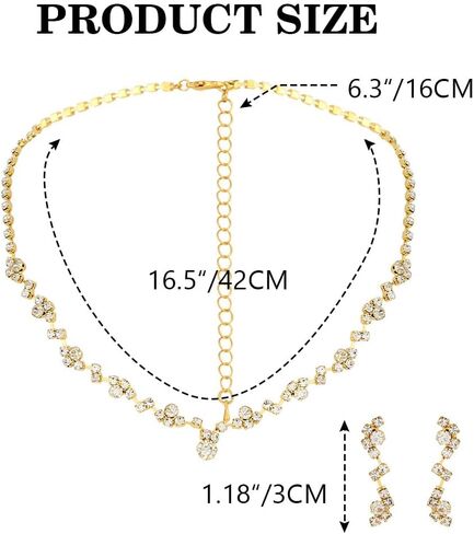 JAKAWIN Bride Wedding Jewelry Set Silver Bridal Necklace Earrings Set Crystal Rhinestone Necklace for Women NK330 in Saudi Arabia