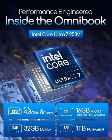 HP OmniBook 7 Flip 16 Copilot+ لاب توب 2 في 1 - Intel Ultra 7 258V (47 NPU Tops) - شاشة لمس OLED مقاس 16 بوصة 3K 120 هرتز - Wi-Fi7، كاميرا 5 ميجابكسل بالأشعة تحت الحمراء، لوحة مفاتيح بإضاءة خلفية، مع ملحق - Win 11 Pro (32 جيجابايت DDR5 | 2 تيرابايت SSD) in Kuwait