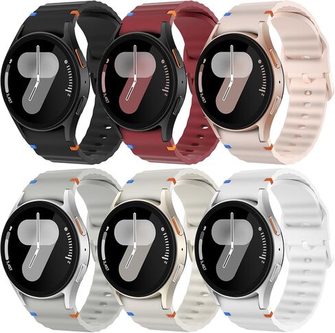 6 Pack Sport Bands Compatible with Samsung Galaxy Watch 7 40mm 44mm, Soft Silicone Strap for Galaxy Watch 6 5 4 FE 40mm 44mm/Galaxy Watch 6/4 Classic 47mm 43mm 46mm 42mm/Watch 5 Pro 45mm Men Women in Saudi Arabia