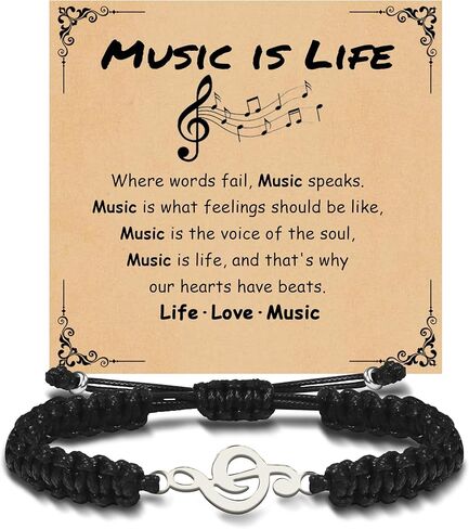 Music Gifts for Women and Men, Music Bracelet as Easter Basket Stuffers Teacher Gifts Black and White Appreciation Bracelets as Marching Band Jewelry for Choir Student Musical Lovers in Saudi Arabia